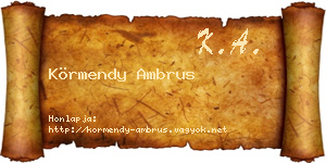 Körmendy Ambrus névjegykártya